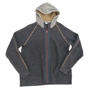 CARBON2COBALT Dark Gray THICK Knit Full Zip Hoodie Jacket Sweater Men's Size L